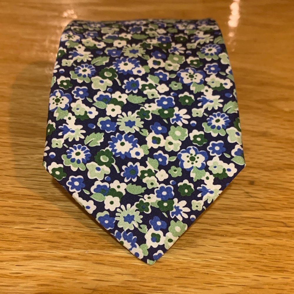 Tommy Hilfiger Floral Blue and Green Tie